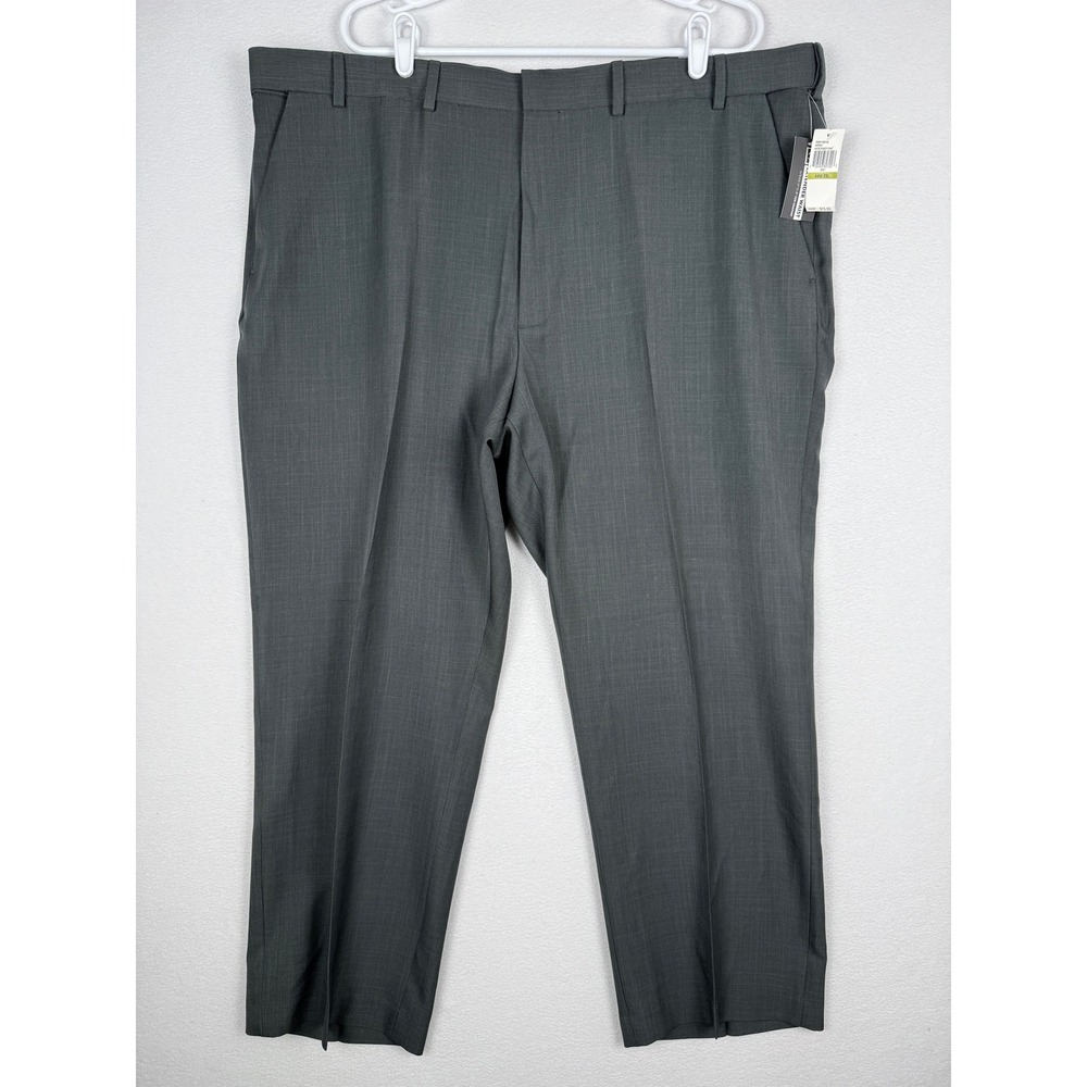 NEW Van Heusen Microfiber Pants Mens 44x29 Grey Premium No Iron Extender Waist